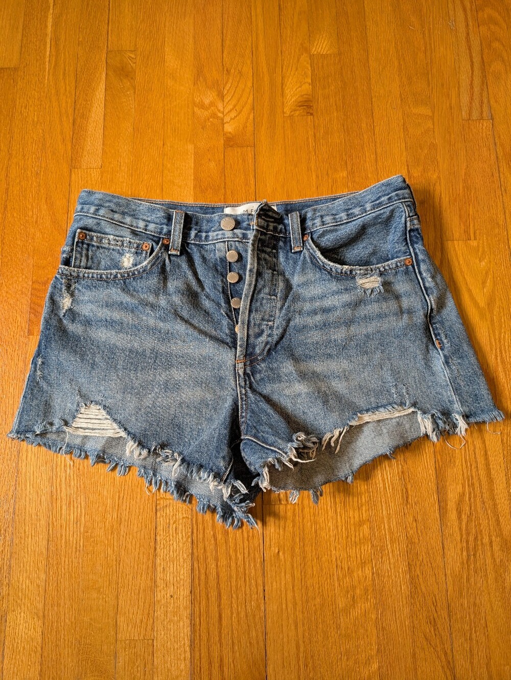 Denim Forum The Ex-Boyfriend Short High Rise Distressed Denim Shorts 27
